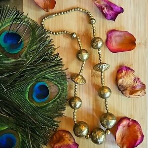 VINTAGE brass beaded statement bohemian necklace
